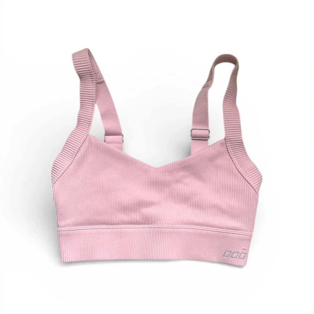 Pink Ribbed Sports Bra - Picture 1 of 1